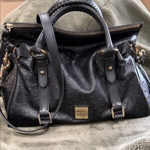 Dooney & Bourke Black Textured Ostrich Satchel